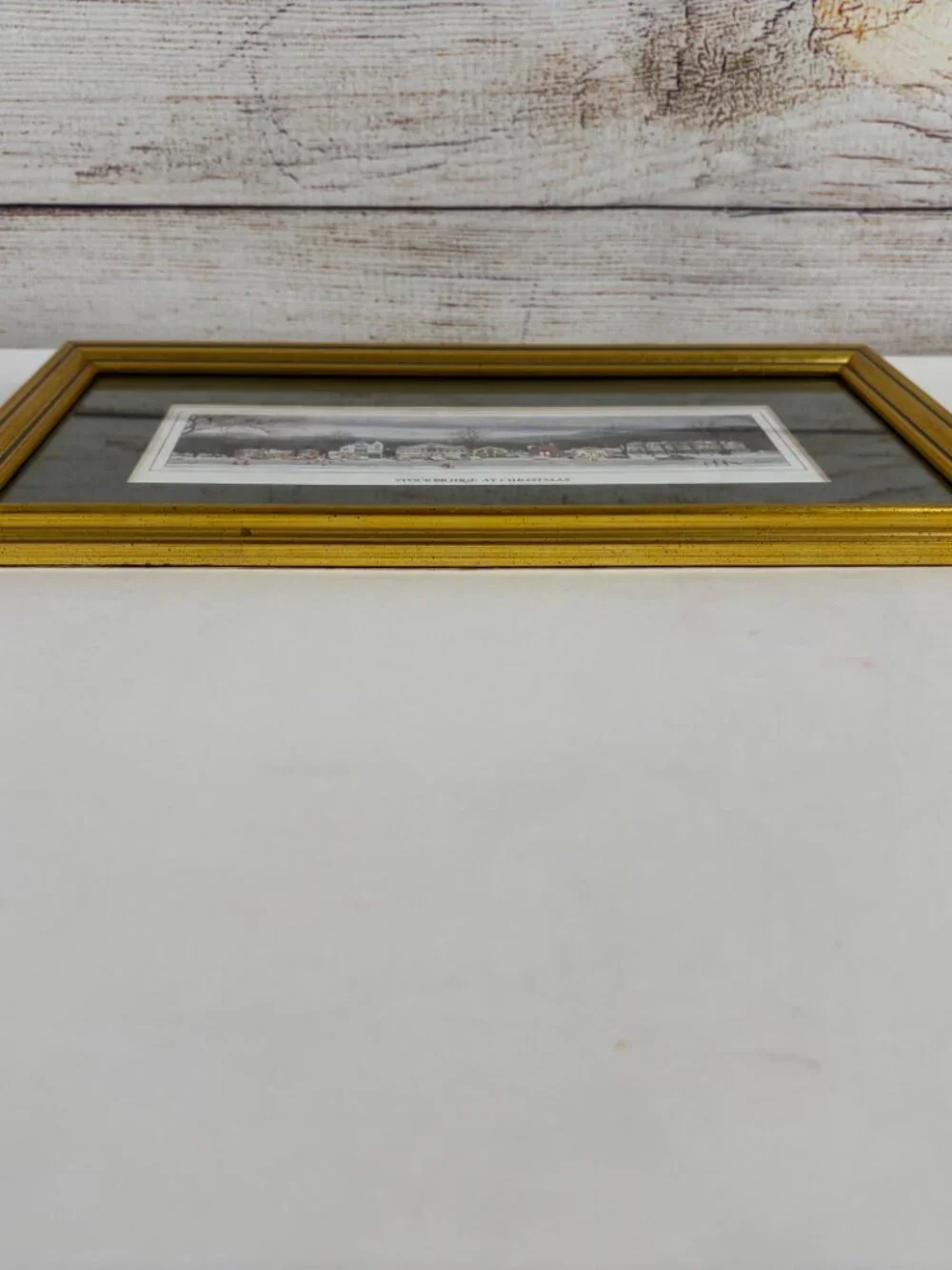 StockBridge At Christmas Norman Rockwell Small Gold Frame Print